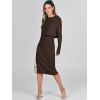 imageANRABESS Womens 2 Piece Outfits Sweater Dresses Set Midi Skirt Sets Long Sleeve Crop Top Bodycon Ribbed Knit Dress 2025 FallBrown