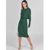 imageANRABESS Womens 2 Piece Outfits Sweater Dresses Set Midi Skirt Sets Long Sleeve Crop Top Bodycon Ribbed Knit Dress 2025 FallGreen