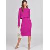 imageANRABESS Womens 2 Piece Outfits Sweater Dresses Set Midi Skirt Sets Long Sleeve Crop Top Bodycon Ribbed Knit Dress 2025 FallHot Pink