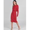 imageANRABESS Womens 2 Piece Outfits Sweater Dresses Set Midi Skirt Sets Long Sleeve Crop Top Bodycon Ribbed Knit Dress 2025 FallRed