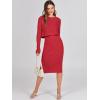 imageANRABESS Womens 2 Piece Outfits Sweater Dresses Set Midi Skirt Sets Long Sleeve Crop Top Bodycon Ribbed Knit Dress 2025 FallRed