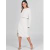 imageANRABESS Womens 2 Piece Outfits Sweater Dresses Set Midi Skirt Sets Long Sleeve Crop Top Bodycon Ribbed Knit Dress 2025 FallWhite