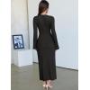 imageANRABESS Womens Bodycon Maxi Dresses 2025 Fall Casual Flare Sleeve Crewneck Lounge Comfy Sexy Ribbed Knit Long Sweater DressBlack