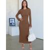 imageANRABESS Womens Bodycon Maxi Dresses 2025 Fall Casual Flare Sleeve Crewneck Lounge Comfy Sexy Ribbed Knit Long Sweater DressBrown