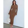 imageANRABESS Womens Bodycon Maxi Dresses 2025 Fall Casual Flare Sleeve Crewneck Lounge Comfy Sexy Ribbed Knit Long Sweater DressBrown