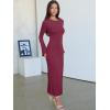 imageANRABESS Womens Bodycon Maxi Dresses 2025 Fall Casual Flare Sleeve Crewneck Lounge Comfy Sexy Ribbed Knit Long Sweater DressBurgundy