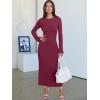 imageANRABESS Womens Bodycon Maxi Dresses 2025 Fall Casual Flare Sleeve Crewneck Lounge Comfy Sexy Ribbed Knit Long Sweater DressBurgundy