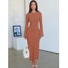 imageANRABESS Womens Bodycon Maxi Dresses 2025 Fall Casual Flare Sleeve Crewneck Lounge Comfy Sexy Ribbed Knit Long Sweater DressBurnt Orange