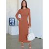 imageANRABESS Womens Bodycon Maxi Dresses 2025 Fall Casual Flare Sleeve Crewneck Lounge Comfy Sexy Ribbed Knit Long Sweater DressBurnt Orange