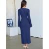 imageANRABESS Womens Bodycon Maxi Dresses 2025 Fall Casual Flare Sleeve Crewneck Lounge Comfy Sexy Ribbed Knit Long Sweater DressDeep Blue