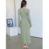 imageANRABESS Womens Bodycon Maxi Dresses 2025 Fall Casual Flare Sleeve Crewneck Lounge Comfy Sexy Ribbed Knit Long Sweater DressOlive
