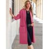 imageANRABESS Womens Cardigan Long Sweater Oversized Open Front Knit Coatigan Duster Coat 2025 Trendy Fall Outfits OuterwearHot Pink