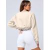 imageANRABESS Womens Cropped Sweatshirt Long Sleeve Bolero Cardigan Open Front Shrug Workout Thumb Hole Y2K Tops Preppy ClothesApricot