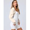 imageANRABESS Womens Cropped Sweatshirt Long Sleeve Bolero Cardigan Open Front Shrug Workout Thumb Hole Y2K Tops Preppy ClothesApricot