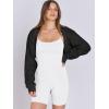 imageANRABESS Womens Cropped Sweatshirt Long Sleeve Bolero Cardigan Open Front Shrug Workout Thumb Hole Y2K Tops Preppy ClothesBlack