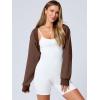 imageANRABESS Womens Cropped Sweatshirt Long Sleeve Bolero Cardigan Open Front Shrug Workout Thumb Hole Y2K Tops Preppy ClothesBrown