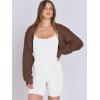 imageANRABESS Womens Cropped Sweatshirt Long Sleeve Bolero Cardigan Open Front Shrug Workout Thumb Hole Y2K Tops Preppy ClothesBrown
