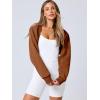 imageANRABESS Womens Cropped Sweatshirt Long Sleeve Bolero Cardigan Open Front Shrug Workout Thumb Hole Y2K Tops Preppy ClothesCaramel