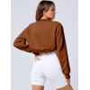 imageANRABESS Womens Cropped Sweatshirt Long Sleeve Bolero Cardigan Open Front Shrug Workout Thumb Hole Y2K Tops Preppy ClothesCaramel