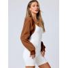 imageANRABESS Womens Cropped Sweatshirt Long Sleeve Bolero Cardigan Open Front Shrug Workout Thumb Hole Y2K Tops Preppy ClothesCaramel