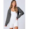 imageANRABESS Womens Cropped Sweatshirt Long Sleeve Bolero Cardigan Open Front Shrug Workout Thumb Hole Y2K Tops Preppy ClothesDark Grey