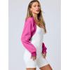 imageANRABESS Womens Cropped Sweatshirt Long Sleeve Bolero Cardigan Open Front Shrug Workout Thumb Hole Y2K Tops Preppy ClothesHot Pink