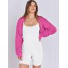 imageANRABESS Womens Cropped Sweatshirt Long Sleeve Bolero Cardigan Open Front Shrug Workout Thumb Hole Y2K Tops Preppy ClothesHot Pink