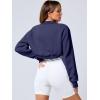 imageANRABESS Womens Cropped Sweatshirt Long Sleeve Bolero Cardigan Open Front Shrug Workout Thumb Hole Y2K Tops Preppy ClothesNavy Blue