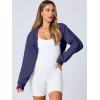 imageANRABESS Womens Cropped Sweatshirt Long Sleeve Bolero Cardigan Open Front Shrug Workout Thumb Hole Y2K Tops Preppy ClothesNavy Blue
