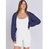 imageANRABESS Womens Cropped Sweatshirt Long Sleeve Bolero Cardigan Open Front Shrug Workout Thumb Hole Y2K Tops Preppy ClothesNavy Blue
