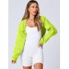 imageANRABESS Womens Cropped Sweatshirt Long Sleeve Bolero Cardigan Open Front Shrug Workout Thumb Hole Y2K Tops Preppy ClothesNeon Green