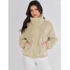 imageANRABESS Womens Fleece Jacket Casual Long Sleeve Cropped Sherpa Button Down Fuzzy Warm Coats Fall Outwear With PocketsApricot