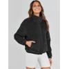 imageANRABESS Womens Fleece Jacket Casual Long Sleeve Cropped Sherpa Button Down Fuzzy Warm Coats Fall Outwear With PocketsBlack