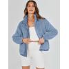 imageANRABESS Womens Fleece Jacket Casual Long Sleeve Cropped Sherpa Button Down Fuzzy Warm Coats Fall Outwear With PocketsBlue