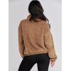 imageANRABESS Womens Fleece Jacket Casual Long Sleeve Cropped Sherpa Button Down Fuzzy Warm Coats Fall Outwear With PocketsBrown