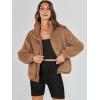 imageANRABESS Womens Fleece Jacket Casual Long Sleeve Cropped Sherpa Button Down Fuzzy Warm Coats Fall Outwear With PocketsBrown