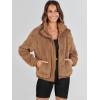 imageANRABESS Womens Fleece Jacket Casual Long Sleeve Cropped Sherpa Button Down Fuzzy Warm Coats Fall Outwear With PocketsBrown