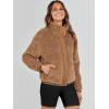 imageANRABESS Womens Fleece Jacket Casual Long Sleeve Cropped Sherpa Button Down Fuzzy Warm Coats Fall Outwear With PocketsBrown