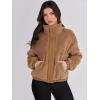 imageANRABESS Womens Fleece Jacket Casual Long Sleeve Cropped Sherpa Button Down Fuzzy Warm Coats Fall Outwear With PocketsBrown