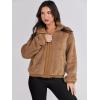 imageANRABESS Womens Fleece Jacket Casual Long Sleeve Cropped Sherpa Button Down Fuzzy Warm Coats Fall Outwear With PocketsBrown