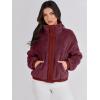 imageANRABESS Womens Fleece Jacket Casual Long Sleeve Cropped Sherpa Button Down Fuzzy Warm Coats Fall Outwear With PocketsBurgundy
