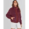 imageANRABESS Womens Fleece Jacket Casual Long Sleeve Cropped Sherpa Button Down Fuzzy Warm Coats Fall Outwear With PocketsBurgundy