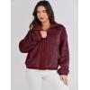 imageANRABESS Womens Fleece Jacket Casual Long Sleeve Cropped Sherpa Button Down Fuzzy Warm Coats Fall Outwear With PocketsBurgundy
