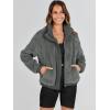 imageANRABESS Womens Fleece Jacket Casual Long Sleeve Cropped Sherpa Button Down Fuzzy Warm Coats Fall Outwear With PocketsDark Grey