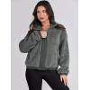 imageANRABESS Womens Fleece Jacket Casual Long Sleeve Cropped Sherpa Button Down Fuzzy Warm Coats Fall Outwear With PocketsDark Grey