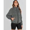 imageANRABESS Womens Fleece Jacket Casual Long Sleeve Cropped Sherpa Button Down Fuzzy Warm Coats Fall Outwear With PocketsDark Grey
