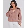imageANRABESS Womens Fleece Jacket Casual Long Sleeve Cropped Sherpa Button Down Fuzzy Warm Coats Fall Outwear With PocketsDark Pink