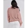 imageANRABESS Womens Fleece Jacket Casual Long Sleeve Cropped Sherpa Button Down Fuzzy Warm Coats Fall Outwear With PocketsDark Pink