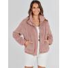 imageANRABESS Womens Fleece Jacket Casual Long Sleeve Cropped Sherpa Button Down Fuzzy Warm Coats Fall Outwear With PocketsDark Pink