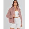 imageANRABESS Womens Fleece Jacket Casual Long Sleeve Cropped Sherpa Button Down Fuzzy Warm Coats Fall Outwear With PocketsDark Pink